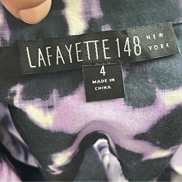 LAFAYETTE 148 NY | Purple Tie Dye Button Down Top Sz 4 - Picture 8 of 10